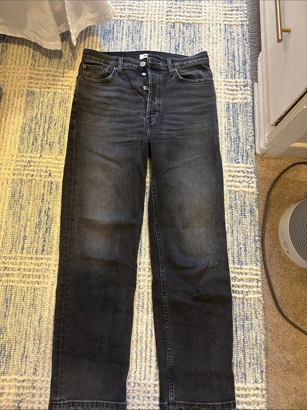 Women’s Re/Done Black Washed Straight-Leg Jeans